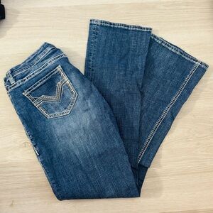 29x34 Rock & Roll Cowgirl Mid Rise Riding Jean Dark Wash Bootcut Denim